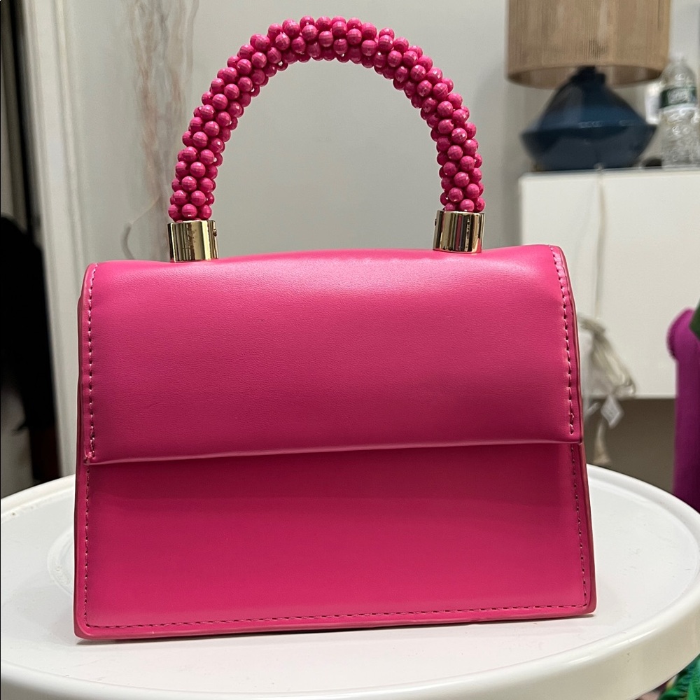 Zara Vibrant Pink Mini Bag with Beaded Handle